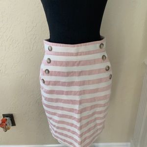 Loft pink and white striped sailor skirt